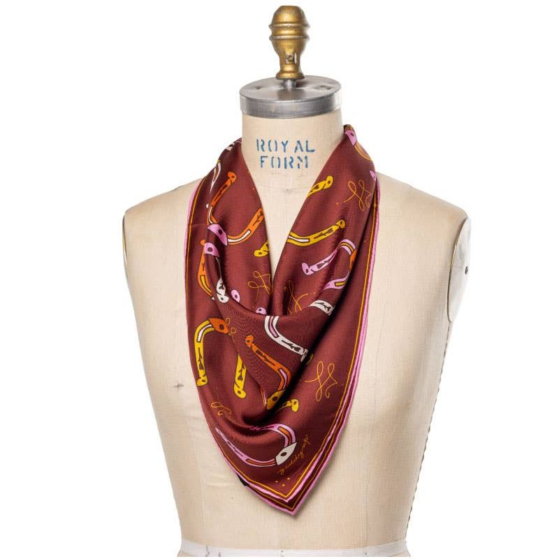 “Giddy Up” Hand-Illustrated Silk Scarf – 100% Luxury Silk