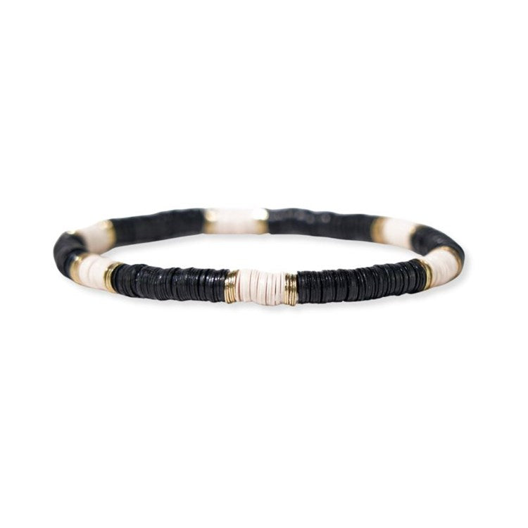 Grace Stripe Stretch Bracelet - Cream & Black