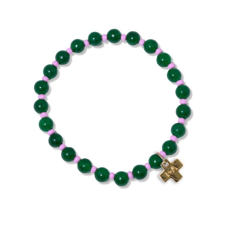 Mabel Bead Stretch Bracelet - Emerald