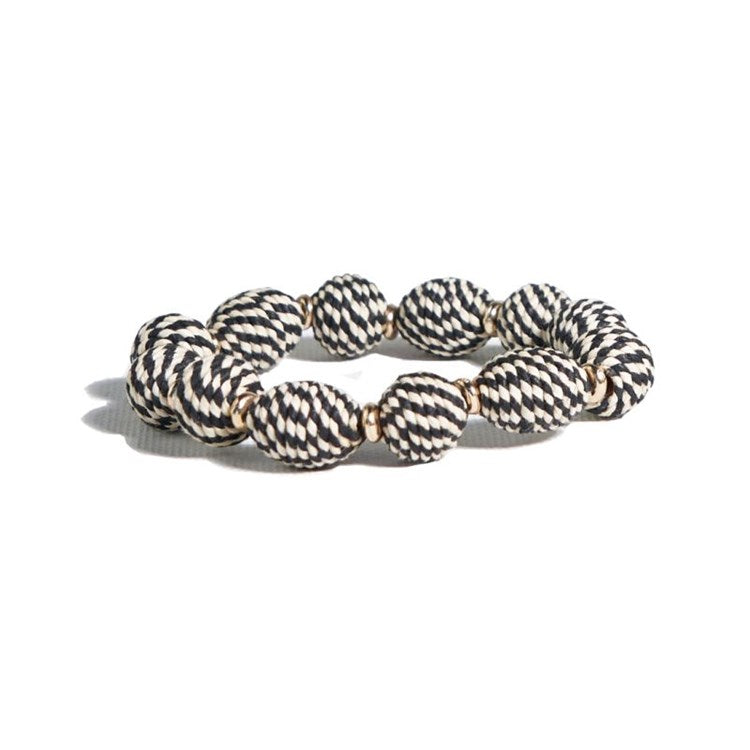 Phoebe Striped Bracelet - Black & Cream