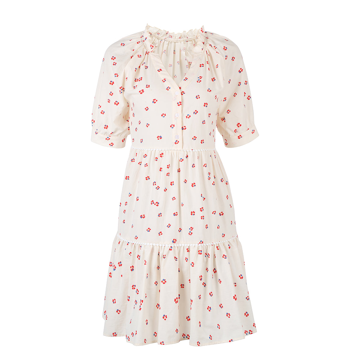THE SHORT SLEEVE CANDICE RED FLORAL DRESS