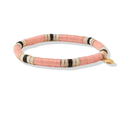 Blush Ivory Stripe Color Block Sequin Stretch Bracelet