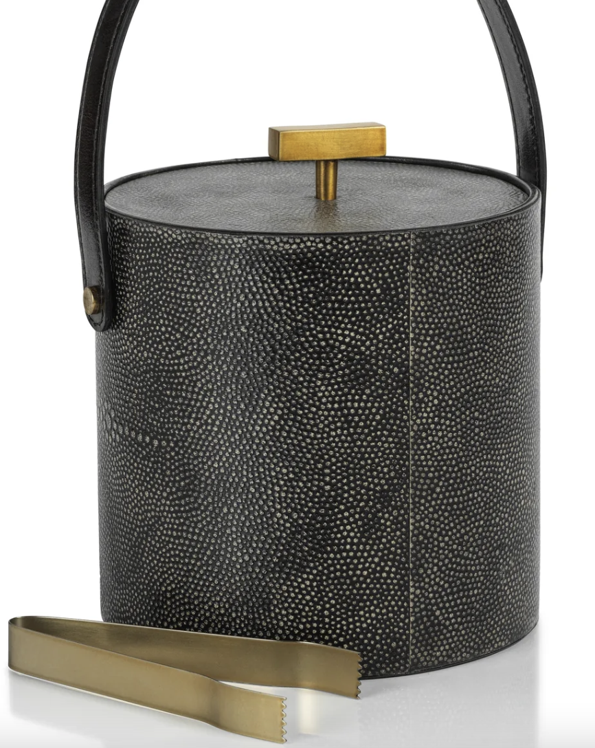 Nike Shagreen Leather Ice Bucket with Gold Metal Ice ongs