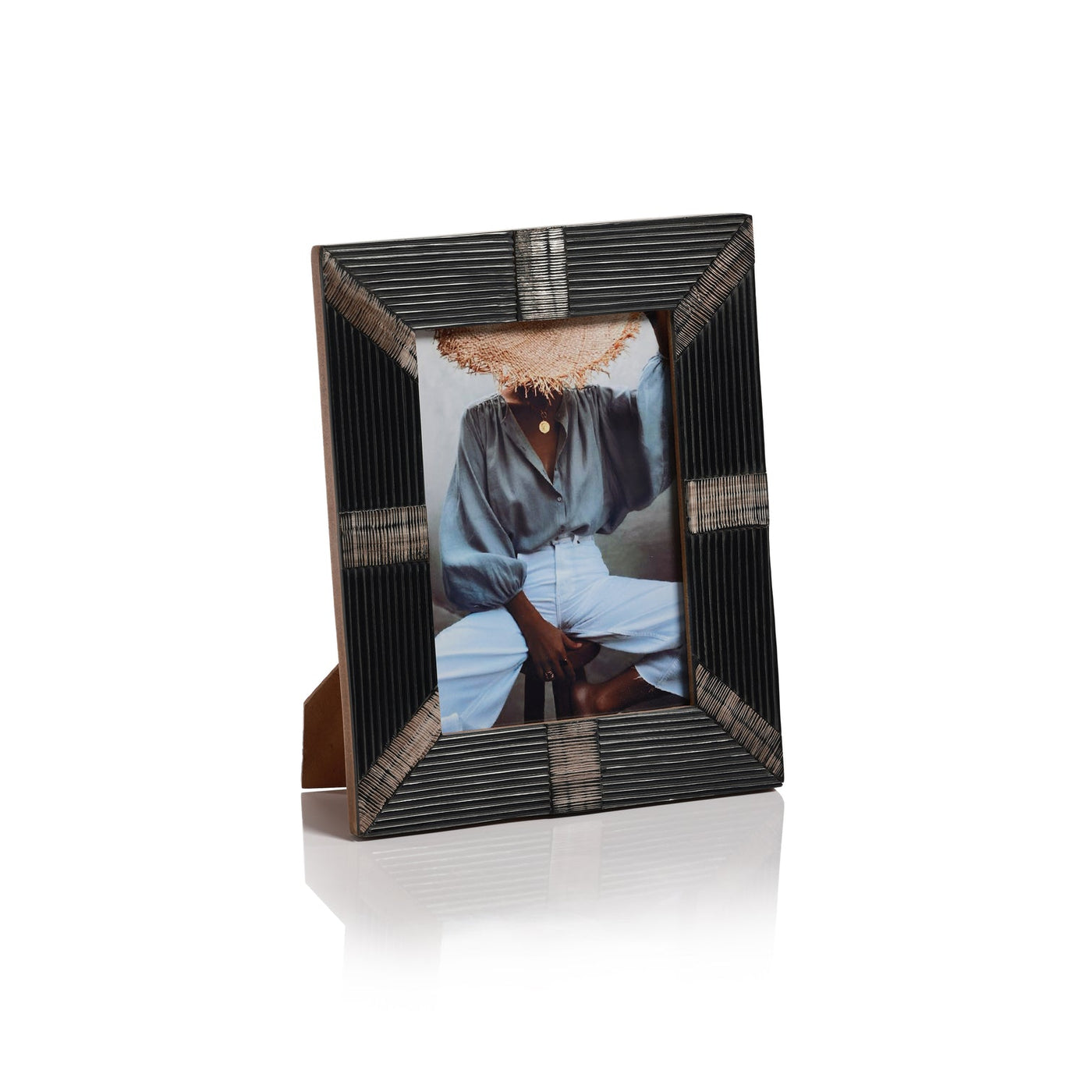 Black Rimmed Horn & Shagrin Photo Frame