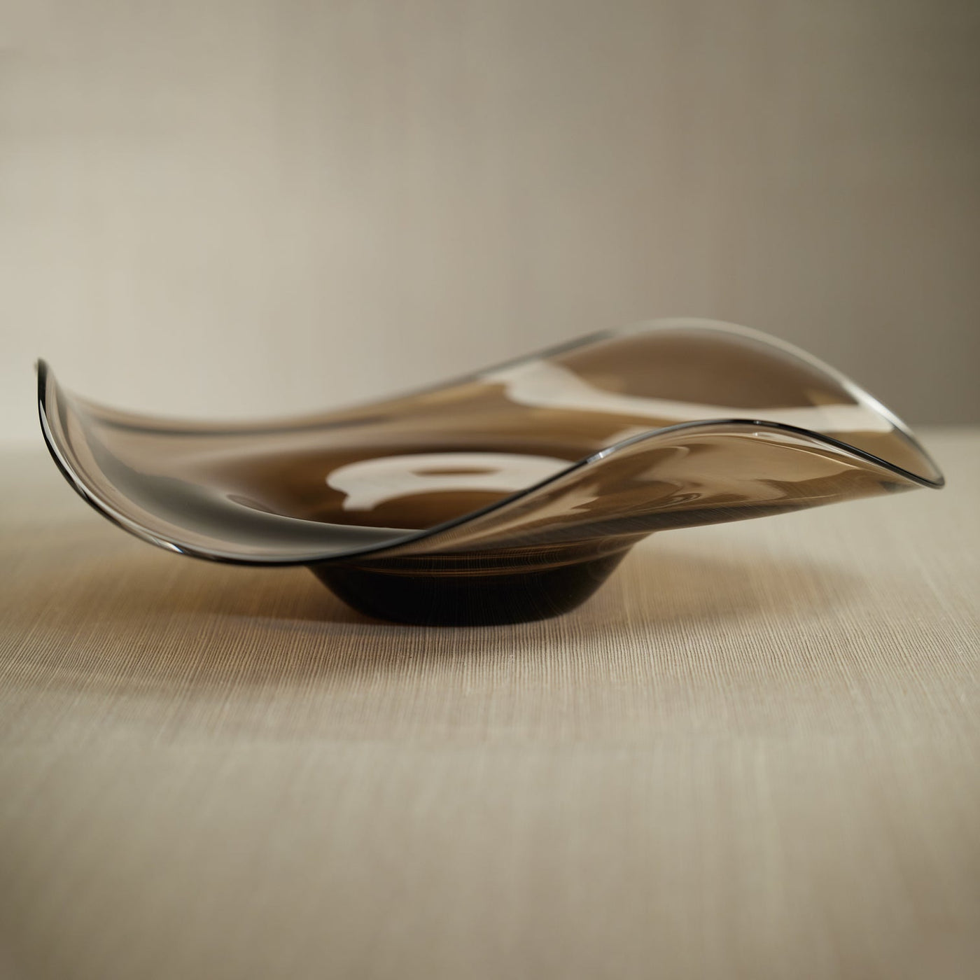 Tropezana Wave Glass Bowl - Taupe - 18 inches