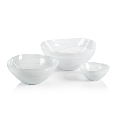 Monte Carlo Alabaster Glass Bowl - White - Large