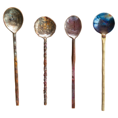 Hand-Forged Copper Spoons, Set of 4