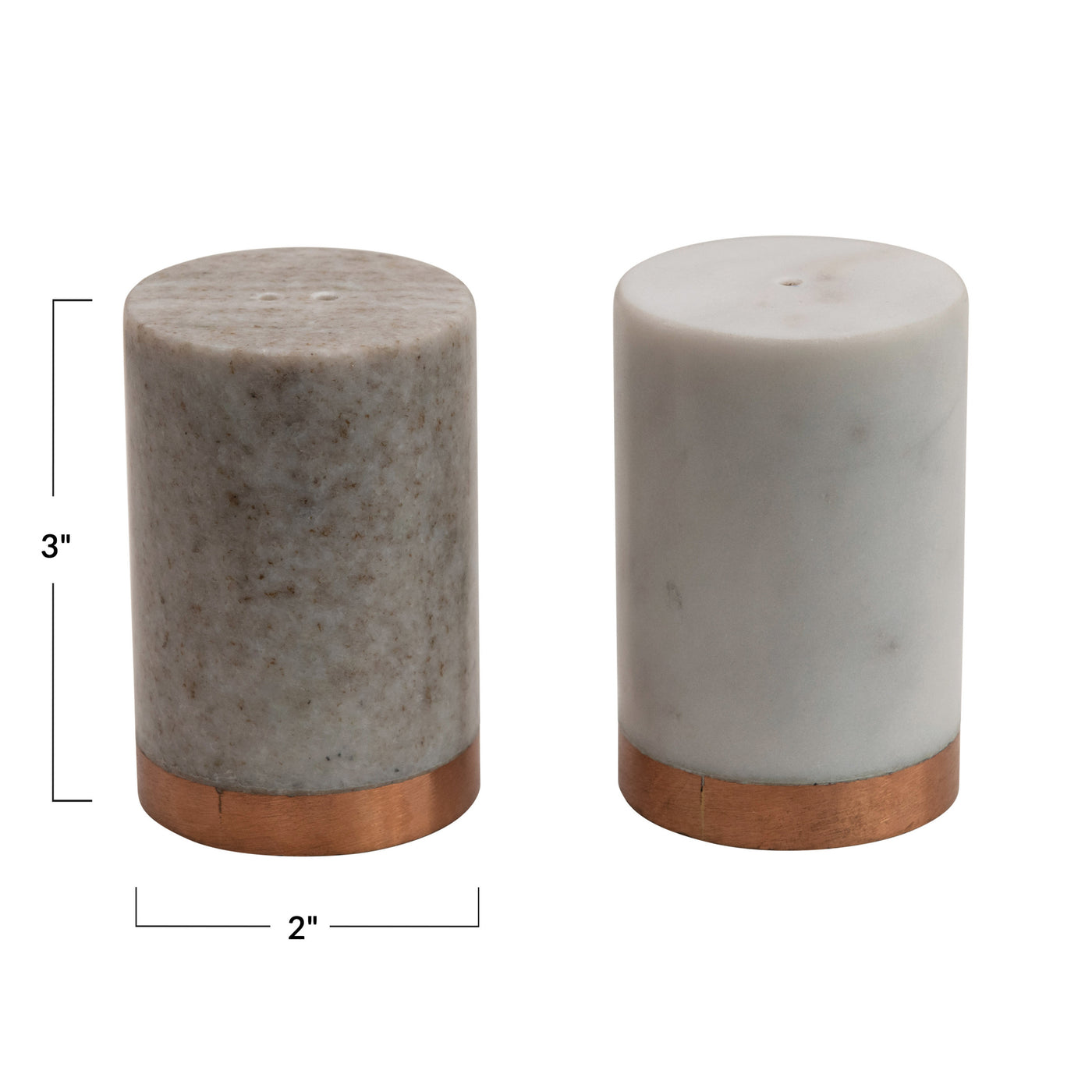 Marble Salt and Pepper Shakers with Copper Base