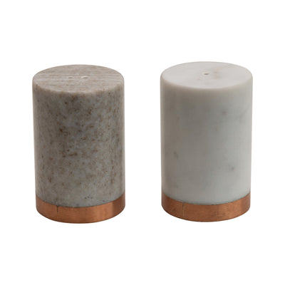 Marble Salt and Pepper Shakers with Copper Base